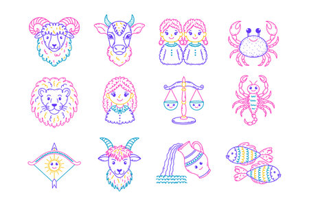 Zodiac signs for kids illustrationのイラスト素材