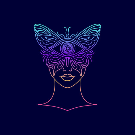 Female face covered with a butterfly.のイラスト素材