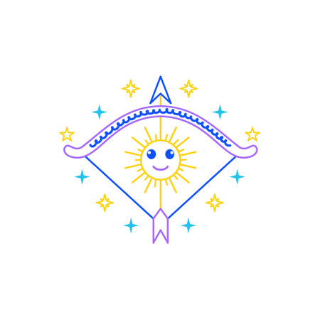 Sagittarius zodiac sign in doodle style with soft colorsのイラスト素材
