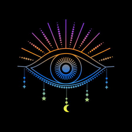 All Seeing Eye in linear style with gradient coloursのイラスト素材