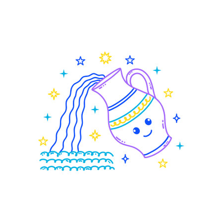Aquarius zodiac sign in doodle styleのイラスト素材