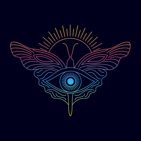 All seeing eye,butterfly and sun.のイラスト素材