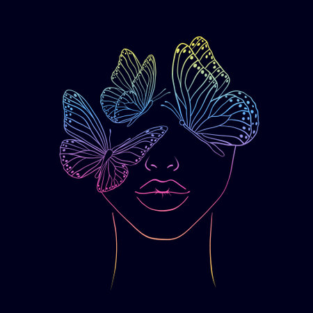 Woman face and butterflies.のイラスト素材