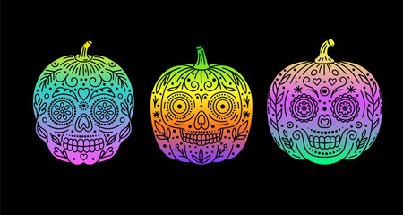 Set of Halloween pumpkinsのイラスト素材