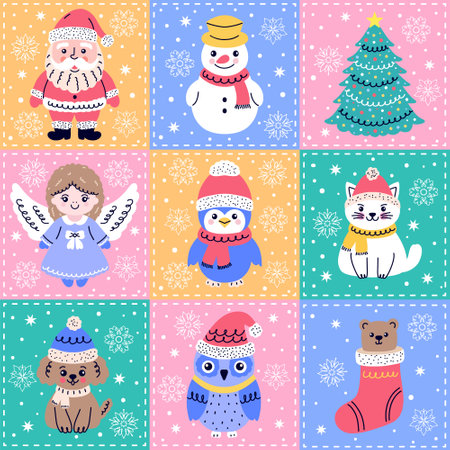 Festive Christmas seamless patternのイラスト素材