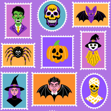 Seamless postage stamp patternのイラスト素材