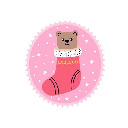 Christmas sock in doodle style.のイラスト素材