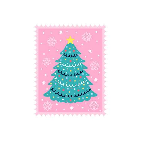 Christmas tree in doodle style.のイラスト素材