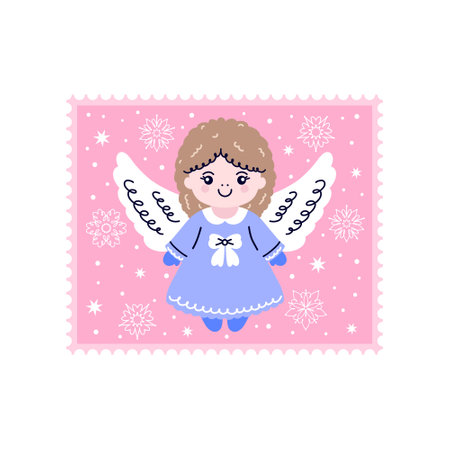 Christmas angel on pink background.のイラスト素材