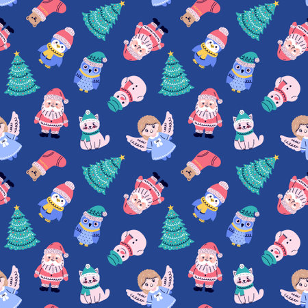 Seamless Christmas-themed patternのイラスト素材