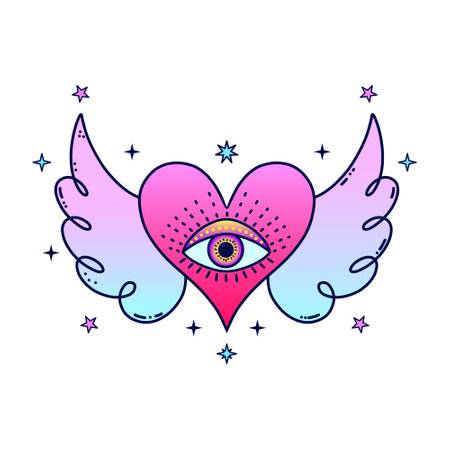 Heart with third eyeのイラスト素材