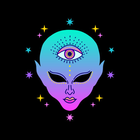 Alien face with third eyeのイラスト素材