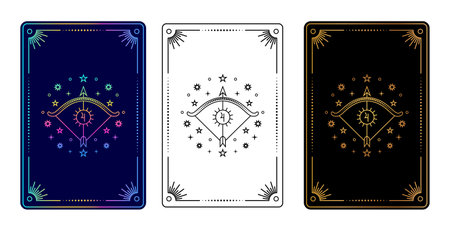 Set of three tarot cards with Sagittarius signのイラスト素材