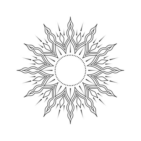 Esoteric sun in line art styleのイラスト素材