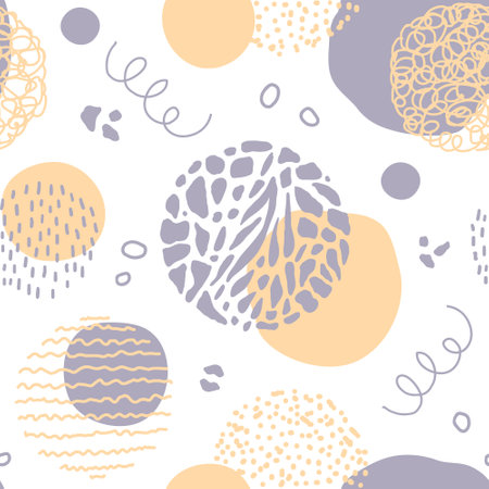 Seamless abstract pattern with organic shapes and hand-drawn detailsのイラスト素材