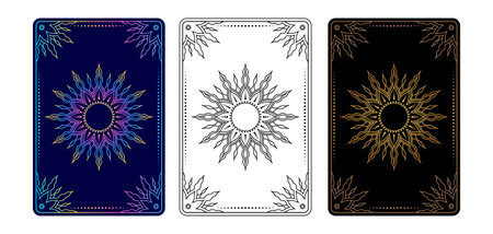 Tarot card Sun in different design variations.のイラスト素材