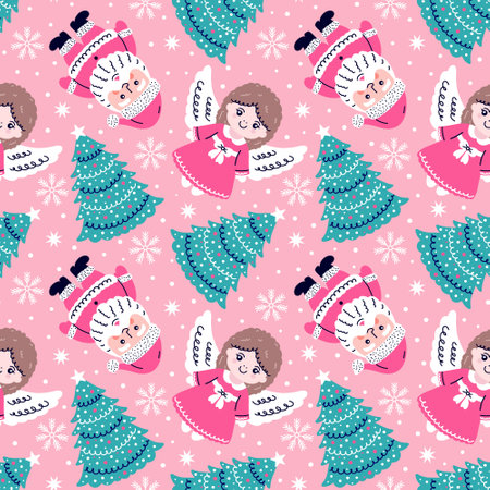 Festive Christmas seamless patternのイラスト素材