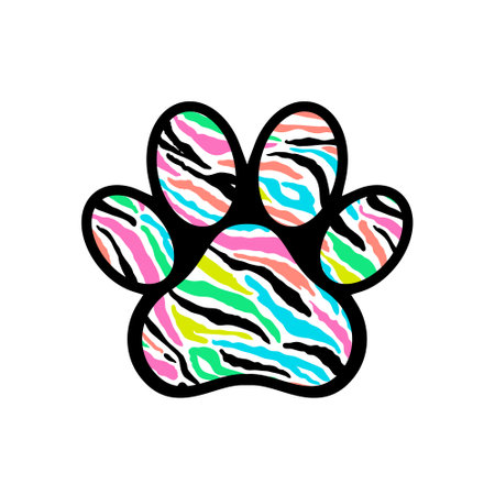 Paw print with colorful stripes.のイラスト素材
