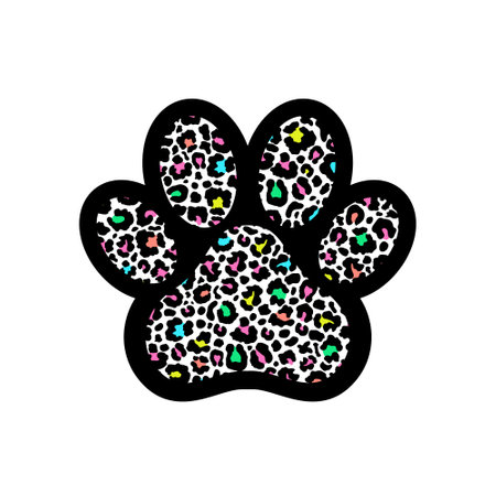 Paw print filled with leopard pattern.のイラスト素材