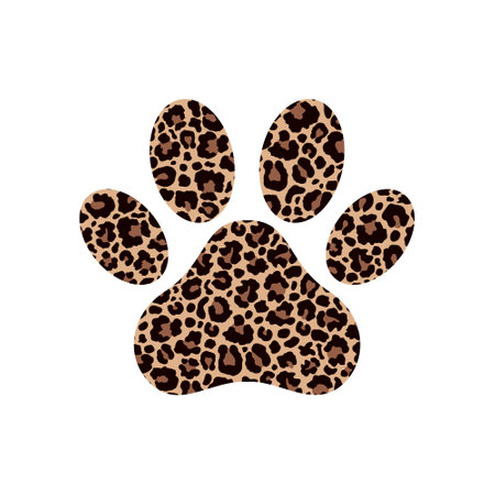 Paw print with leopard pattern.のイラスト素材