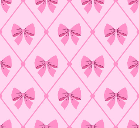 Seamless pattern with pink bowsのイラスト素材