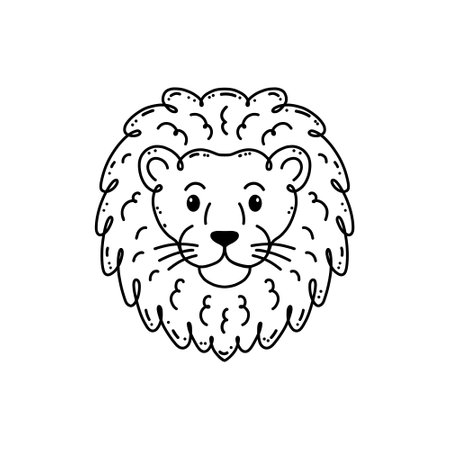Cute lion in hand drawn doodle styleのイラスト素材
