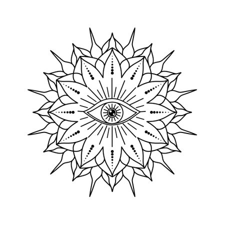 Geometric mandala with an all seeing eyeのイラスト素材