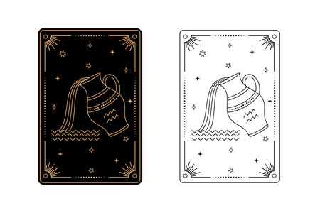 Tarot card with aquarius zodiac style.のイラスト素材