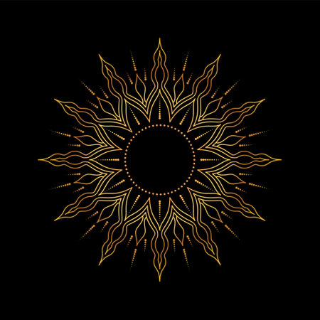 Esoteric sun in line art styleのイラスト素材
