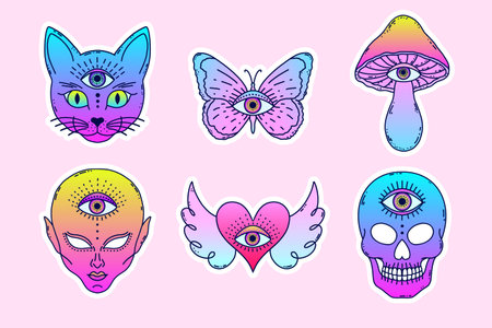 Set of mystical third eye stikers