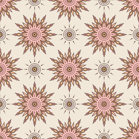 Seamless vintage inspired pattern with ornate flowersのイラスト素材