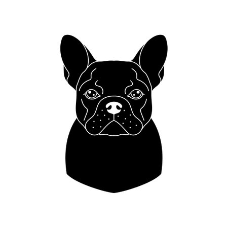 Black silhouette of a french bulldogのイラスト素材