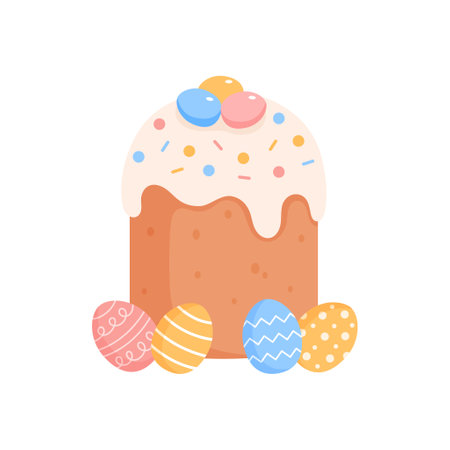 Easter cake with Easter eggsのイラスト素材