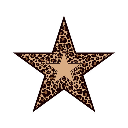 Leopard print star on a white background.のイラスト素材