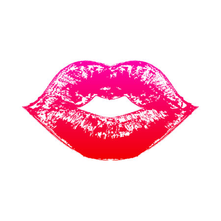 Gradiend pink and red lips with textured distressed effectのイラスト素材