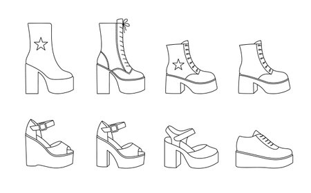 Female boots and sandals on white background.のイラスト素材