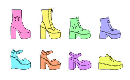 Set of female boots and sandals on white background.のイラスト素材