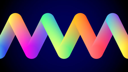 Multi colored, twisted ribbon or tube on dark background.のイラスト素材
