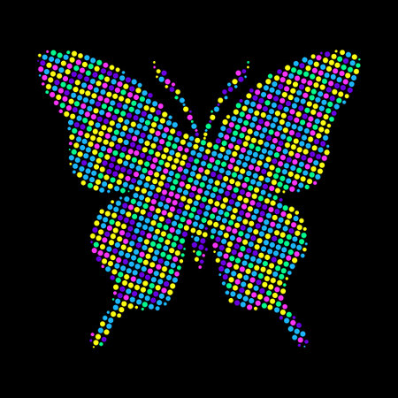 Butterfly made of colorful dotsのイラスト素材