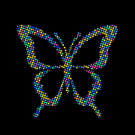 Butterfly made of colorful dotsのイラスト素材