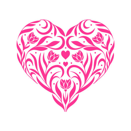 Floral red heartのイラスト素材