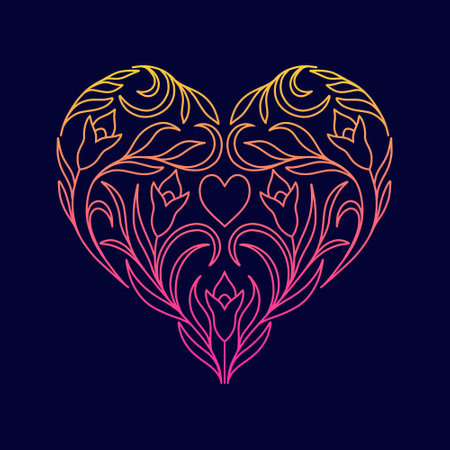 Floral heart with gradient colorsのイラスト素材