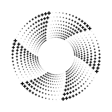 Abstract circular design composed of black plus symbolsのイラスト素材