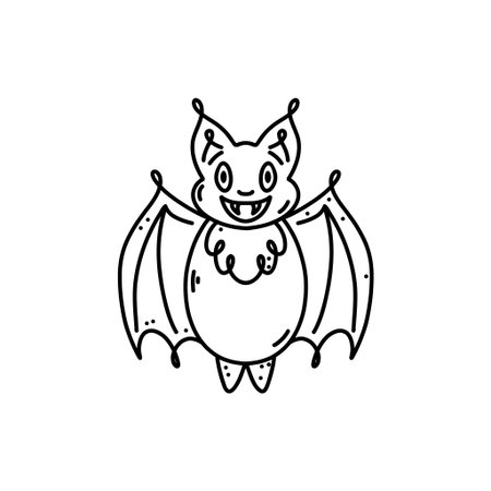 Doodle style bat on white backgroundのイラスト素材