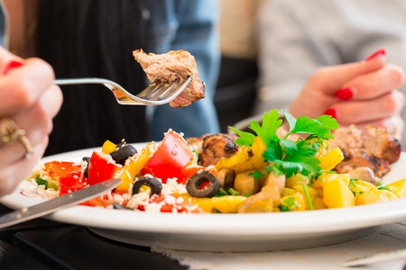 Dinner at restaurant.の写真素材