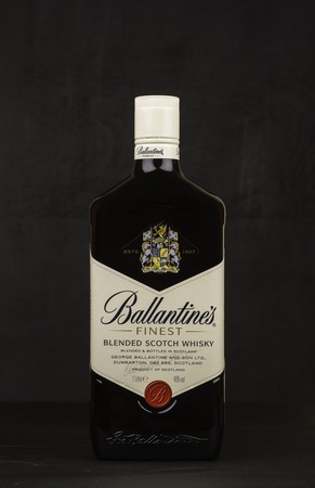 READING MOLDOVA - APRIL 8, 2016: Ballantine's is the world's second highest selling scotch whisky, produced by Pernod Ricard in Dumbarton, Scotland.editorialのeditorial素材