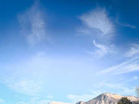 Beautiful scenic view of snow-covered rocky mountains and cloudy sky, Mont Blancの写真素材