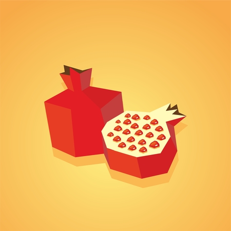 Half of pomegranate icon. Isolatedの写真素材