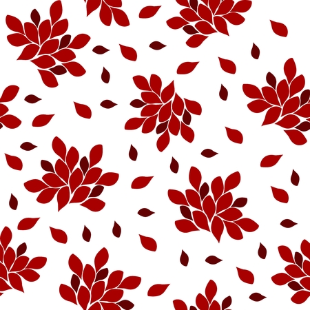 Red flowers on a white background with petalsのイラスト素材
