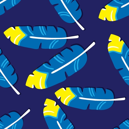 Colorful seamless feather pattern. Seamless background with feathers of bird. Repeating texture. Boho style. Seamless colored pattern with feathers. Suitable for clothing, textiles, clothingのイラスト素材